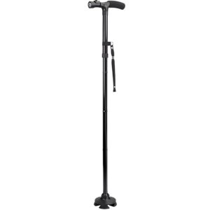 Baston telescopic de sprijin pliabil cu lanterna si pivoti stabilizatori 