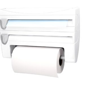 Dispenser de bucatarie 4 in 1 pentru folie alimentara, rola de hartie, folie de aluminiu