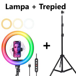 Lampa Circulara MJ26, RGB Ring Light cu suport