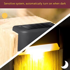 set 4 lumini solare pentru gard, ABS, Panou Solar Incorporat, Lumini de trepte utilizate in exterior, Wateproof, Negru