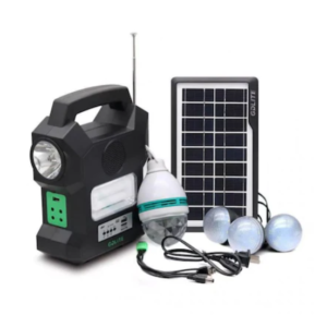 Kit Solar Portabil GDLITE GD-1000A, Panou Solar, USB, Bluetooth, Radio FM, MP3, Lanterna LED, 4 Becuri Incluse